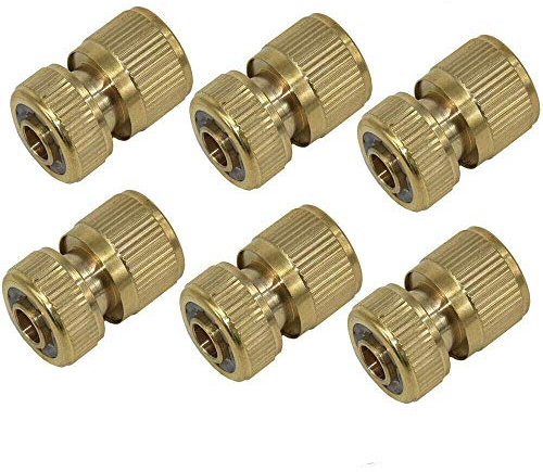 TOOLSTAR Lot de 6 raccords de tuyau en laiton à connexion rapide 1,27 cm pour lavage de voiture, arrosage domestique, jardinage, réparation de tuyaux