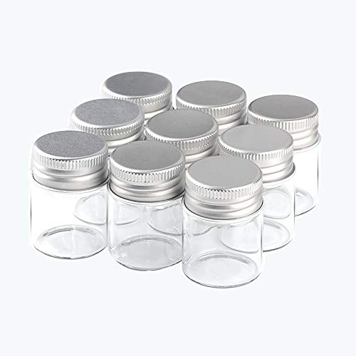 12pcs 15ml Botellas de Vidrio Transparente de Deseo con Tapa de Aluminio Plateado, Frascos Artesanales Vacíos para Decoración