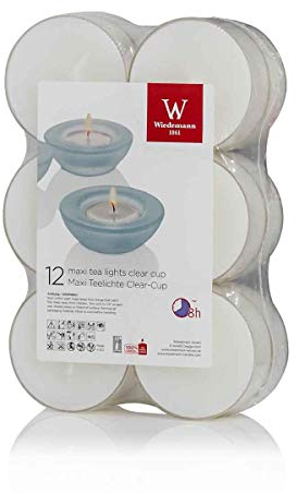 INNA-Glas Juego de 12 Velas de té Grandes/Paquete de candelitas Kenny, Blanco, 2,1cm, Ø5,6cm, 8h - Velitas de té - Pack de Velas Decorativas