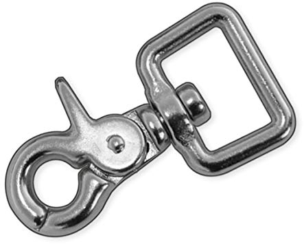 Scherenkarabinerhaken mit eckigem Wirbel 66 x 25 mm, A4 Edelstahl (1)