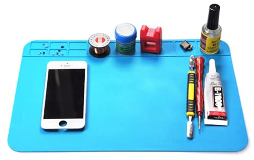 Soldering Mat Insulation Silicone Soldering Mat Heat-Resistant Solder Pad Soldering Station Mat with Grids for Phone Computer Watch Electronic Repairs (TE-509)