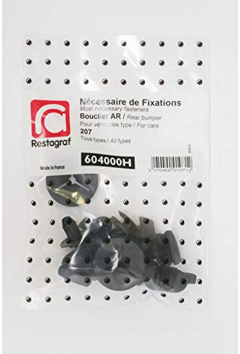 Restagraf - Kit de Fixations pour Bouclier Arrière 207 Toutes Versions (03/2006 à 12/2012) - Réf. 604000H - Sachet de 11 Pièces