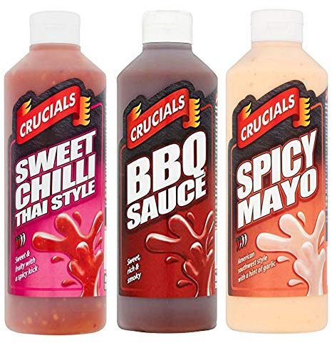 Crucials 3 Pack Sauces BBQ Sweet Chilli Spicy Mayo Sauces