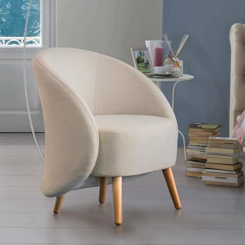 Talamo Italia - Annarella-Sessel, Design-Loungesessel, 100 % Made in Italy, Relaxsessel aus gepolstertem Stoff, 70 x 60 x 80 cm, taubengrau
