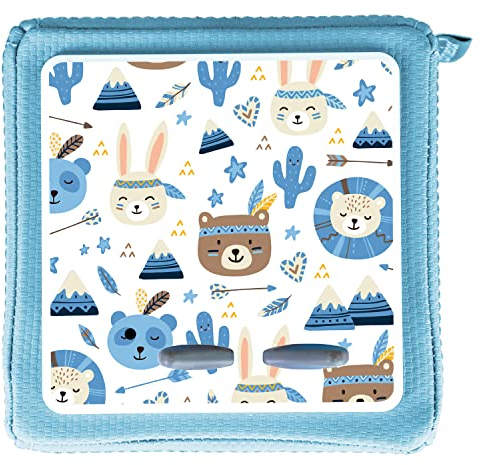 MeinBaby123® Schutzfolie kompatibel mit Toniebox | Schutzcover selbstklebend | Premium Qualität | Aufkleber passgenau I Folie Sticker I Toniebox Zubehör (Boho Tiere Blau)