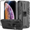 Btstring Hülle für iPhone XS Max mit Panzer Schutz Glas, Militär Standard Cover Case Standfunktion Handy Hüllen- Schwarz