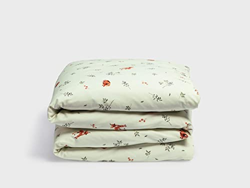 Yumeko Kinderbettwäsche Baumwollsatin Little Deer Light Grün 120x150 - Fairtrade | GOTS