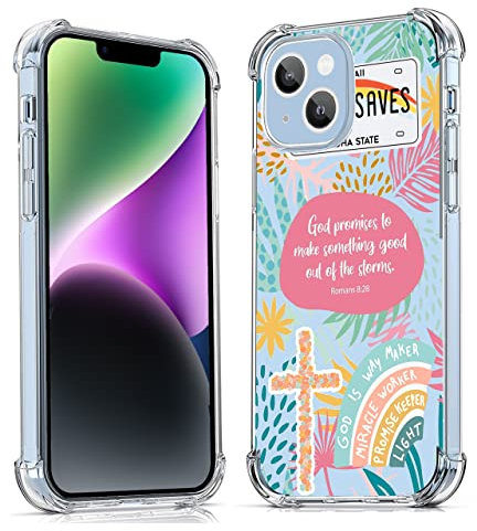 Vesidurt Jesus God for iPhone 14 Clear Case,Christian Positivity Quotes Collage,Trendy Soft TPU Protective Case Compatible with iPhone 14