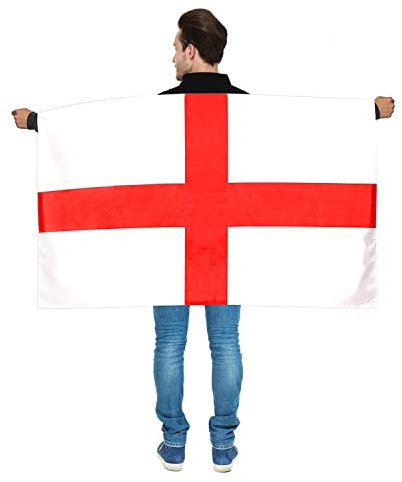 Trimming Shop 5x3ft England Flag with Sleeve – St. George Cross Double-Stitched National Flag for Sports Events, Euro Cup, Cricket, Rugby, Football, and World Cup Support