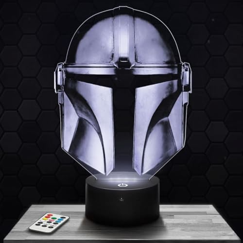Nachttischlampe - Touch-Nachtlicht Casque Manda lorian 3D-LED-Lampe Illusion, Geschenkidee Weihnachten Geburtstag Junge und Mädchen Nachttischlampe Kinder- oder Erwachsenenzimmer TOP