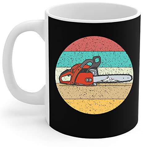 456 Ceramic Cup Retro Chainsaw Lumberjack Woodworking Logger Gift Ceramic Mugs Personalised Ceramic Mug for Office Hot Drinks Men 330Ml