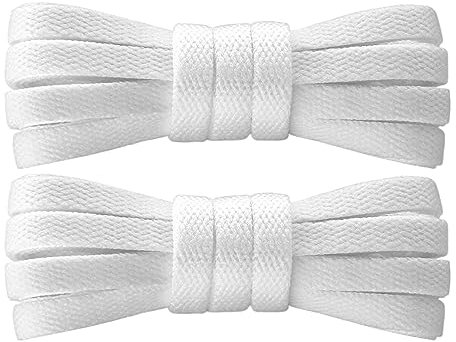 7STROBBS 2 Paia Lacci Scarpe Bianchi da Sneakers,Stringhe Scarpe Piatti Bianchi da Ginnastica Larghi 8mm per Alte Air Force 1,Flat White Shoelaces,130cm