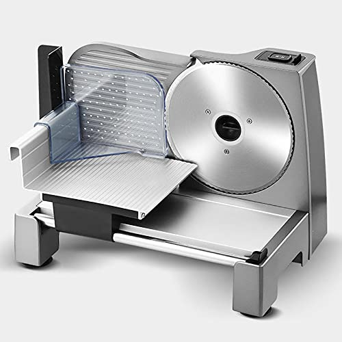 Meat Slicer Machine for Home, 200W Electric Bread Slicer with Removable Stainless Steel Blade and Food Pusher, Safety Switch, 1-15mm Thickness Adjustment, Child Lock Protection
