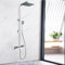 HAPAOSO Colonne de douche thermostatique, set de douche réglable en hauteur, chrome, avec douchette carrée et douchette carrée, pour salle de bain