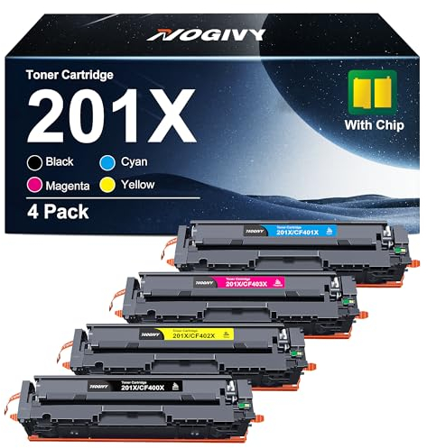NOGIVY 201X 201A CF400X Toner mit Chip Kompatibel für HP 201X 201A Toner für HP M277dw Toner Color Laserjet MFP M277dw M252dw M252n M274n M277c6 (Schwarz Cyan Yellow Magenta, 4er-Pack)
