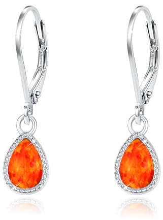 Opal Tropfen Ohrringe 925 Sterling Silber Orange Opal Hängend Ohrringe Mädchen Blau Ohrringe Hypoallergene Schmuck Geschenke für Frauen Opal Ohrringe für Damen Frauen Kinder Tochter Weihnachts