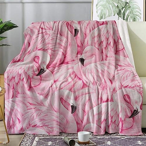 Kuscheldecke Flauschig Flamingo, Decke Fleecedecke 130x160 Rosa Tiere, Flanell Sofadecke Blanket Kleine, Wohndecke Schlafdecke Winter Warm Weich, Deko Decken für Couch Bed
