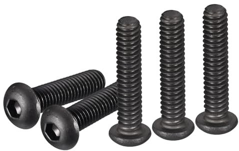 DTGN 1/4-20x1-1/4 Vis à Tête Cylindrique à Six Pans Creux 20 Pièces Convient pour les Machines Acier au Carbone Oxyde Noir Fixations UNC à Filetage Complet à Entraînement Hexagonal