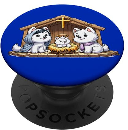 American Eskimo Dog Eski Spitz Weihnachtskrippe Krippe PopSockets mit austauschbarem PopGrip
