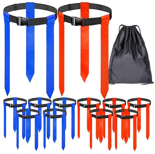 Fußball-Gürtel, 10 Sets/16 Sets, verstellbare Flagge, Fußballgürtel-Set mit Flaggen für Kinder, Jugendliche und Erwachsene, Trainingsflagge (10 Sets, Flaggen-Fußballgürtel)