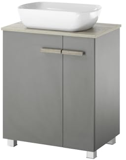 Furn.Design Waschbeckenunterschrank MIT Waschbecken in grau/anthrazit matt und Eiche Waschtisch Set stehend/hängend Waschplatz 60 cm Dense (Anthrazit, Waschtisch 2)