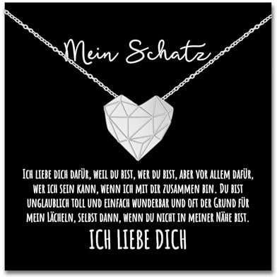 An meinen Schatz Halskette mit Karte Herz Kette mit LED Box und Spruch für Damen Frau Partnerin Freundin oder Verlobte zum Jahrestag Geburtstag Weihnachten (LED Box - Herz V3)
