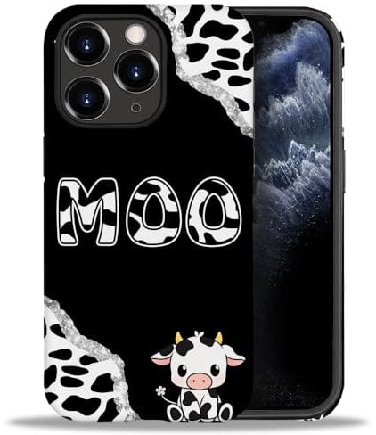 yicomon Compatible with iPhone 11 Pro Max Case, Black and White Cow Pattern Print Matte Phone Case Durable Fashion Funny Liquid Silicone Case Soft Anti-Scratch Shockproof Protective Cover