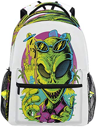 TDTRADD Süßer grüner tropischer Alien-Rucksack, Büchertasche für Jungen, Mädchen, große Reise-Laptop-Umhängetasche für Damen und Herren, siehe abbildung, One size