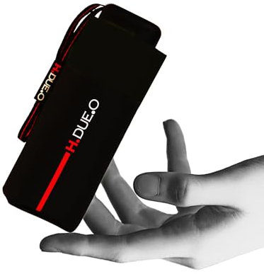 H.DUE.O Travel - Mini paraguas de bolsillo, resistente al viento, Negro, MICRO