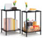 smusei Nachttisch 2er Set, 2-Stufiger Beistelltisch, Modern Beistelltische Schwarz Sofatisch für Wohnzimmer, Schlafzimmer, Büro, 40cm× 32cm× 55cm