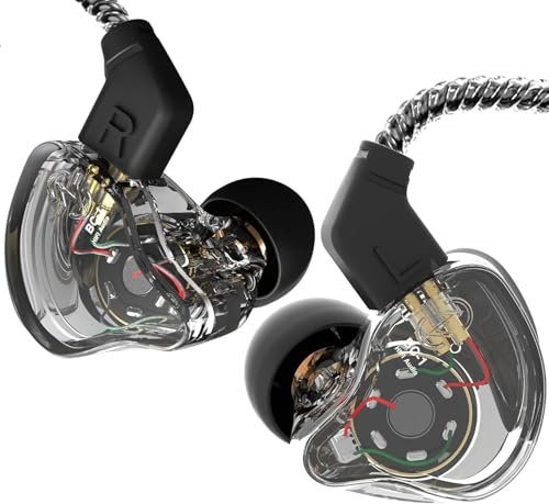 keephifi CCZ Melody in-Ear Monitors Earphones Headphones Wired Earbuds Without Microphone IEM HiFi Bass with 1DD 1BA, Ear fins, 4N OFC Cable for Musicians, Singer, on Stage, Studio,Gaming