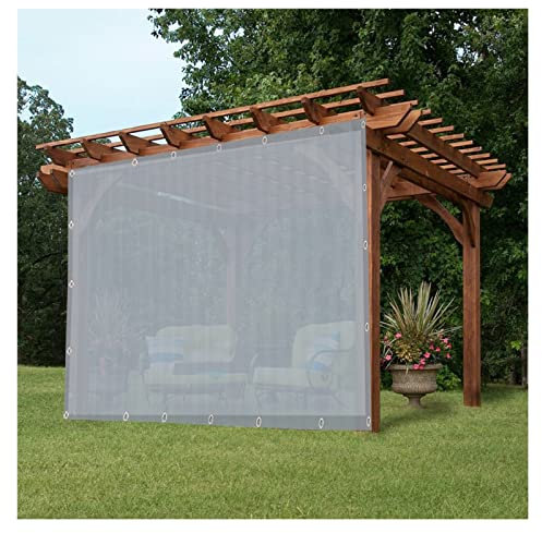 Tenda parasole con occhielli, 95%, in tessuto, per garage, patio e giardino, per esterni, resistente alla rete, grigio (4 x 6 m)