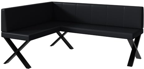 MEBLINI Eckbank für Esszimmer - Küchenbank - Essecke - Sitzecke Küche - Peter - X-Beine 128x168x87cm Links - Schwarz Kunstleder