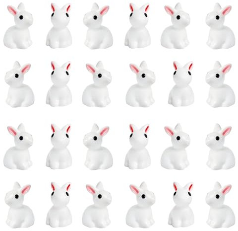 24 Stück Mini Osterhasen Figuren, Mini Hase Figuren, Miniatur Kaninchen Figur, Mini Hasen Ostern Deko, Mini Harz Figuren Hasen für Ostern Puppenhaus Mikrolandschaft Party Dekoration Desktop Ornament