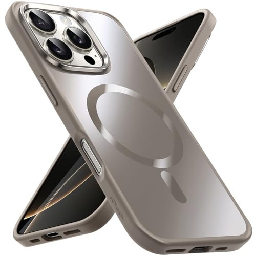 JETech Magnetic Case for iPhone 16 Pro Max 6.9-Inch Compatible with MagSafe, Luxury Metallic Luster Matte Back Slim Shockproof Electroplated Apple Phone Case and Accessories (Natural Titanium)