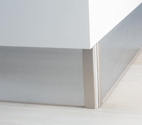 AZERODESIGN-Zocalo Cocina- Rodapie PVC -Rodapie Aluminio Cepillado- Disponible en Varios Colores y Medidas-Incluye Goma Transparente Inferior -Rodapie Cocina (ALUMINIO, 95MM X 1.5 MTS)