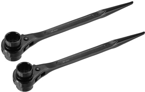 sourcing map 30 x 32mm 12-Point Scaffold Podger Ratchet Spanner Ratcheting Socket Wrench Tool (Black) 2pcs