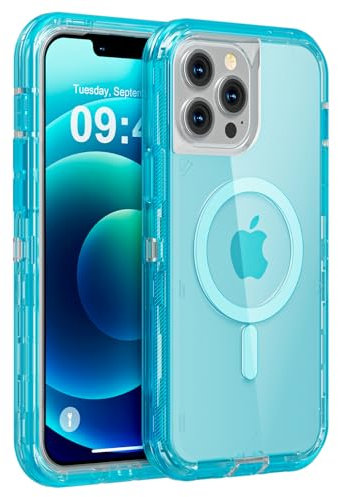 Follaroma for iPhone 12 Pro Max Case, Compatible with MagSafe, Heavy Duty Shockproof Protection Phone Cases, Anti-Drop, Dual Layer Transparent Magnetic Phone Case for iPhone 12 Pro Max, 6.7, Blue