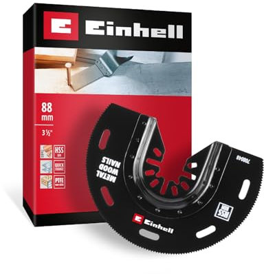 Original Einhell Tauchsägeblatt aus Bi-Metall für Metall- und Holzbearbeitung (Ø 88 mm, PTFE-Finishing, Metallverzahnung, Schnellwechselfunktion, geeignet für Multitools)