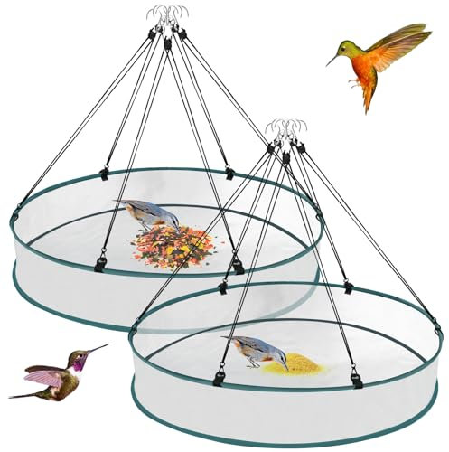 YCCOKJJ 2 Pcs Bird Seed Catcher Mesh Hanging Bird Seed Feeders Attachment, Catches Falling Seed and Husk, Reduce Seed Waste and Keep Garden Clean Fits Most Birds Feeders(24 inch)