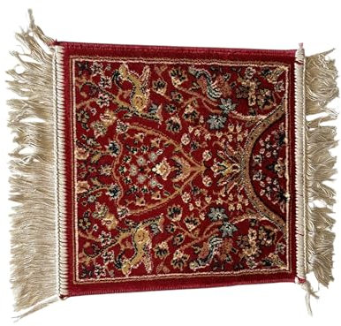 LaVelahome Klassischer kleiner Teppich 35 x 35 cm Briefmarke quadratisch mit Fransen Quasten (rot_PRE, 35_x_35_cm)