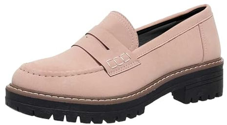 Scarpe Calcio Ragazzo Scarpe casual in pelle con suole spesse tinta unita per le donne comode scarpe slip e stivaletti per le donne tacco grande larghezza, Rosa, 41 EU