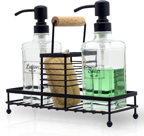 HARLIANGXY Set di 2 dispenser di sapone con porta spugna, dispenser per detersivo da cucina, dispenser per sapone a mano con pompa in acciaio inox, dispenser per sapone per mani, detersivo per piatti