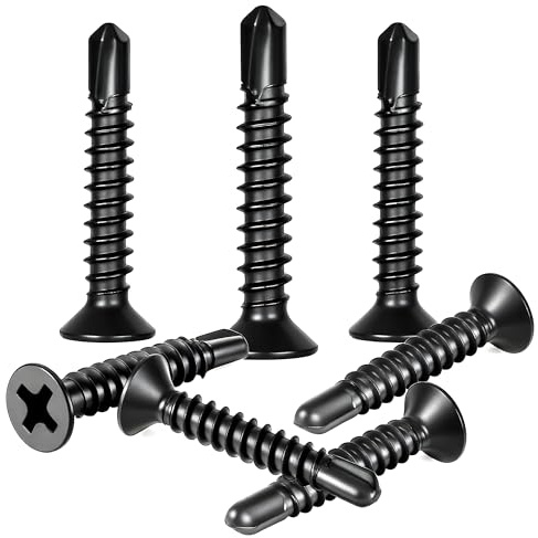 120pcs 4.2x25 mm Self Tapping Screws Self Drilling Screws Countersunk Black for Metal Sheets Roofing Windows, Etc