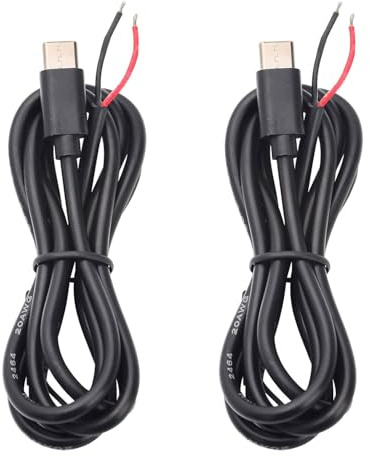 Harrisen 2 Stück 100cm 0.5mm² （22AWG） USB Typ-C Stecker 2 Drähte Pigtail-Kabel,3A 5V USB-C Stecker auf 2Pin offenes Kabel für DIY-Reparaturen