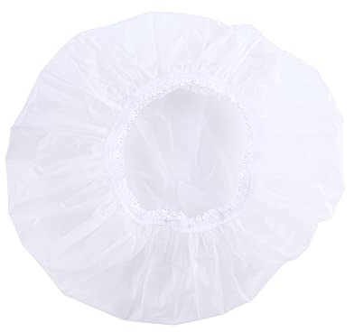 Elastic Waterproof Shower Cap, Adult Female Hair Cover Bathroom Products Travel Camping Accessories(white)