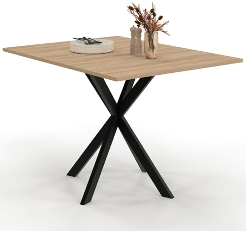 IDMarket Alix – Mesa consola plegable para 2-4 personas, pie araña madera y negro, 103 x 76 cm