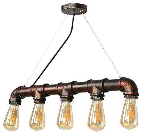 CCLIFE Wasserrohr Hängelampe Industrial Kupfer Metall Pendelleuchte Industrielle Hängeleuchte Pendellampe Vintage Retro