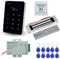 LIBO Kit de système de contrôle d'accès de Porte avec 180kg/350lbs Serrure magnétique électrique, Alimentation DC12V / 3A Bouton de Sortie, 10pcs RFID EM ID Porte-clés