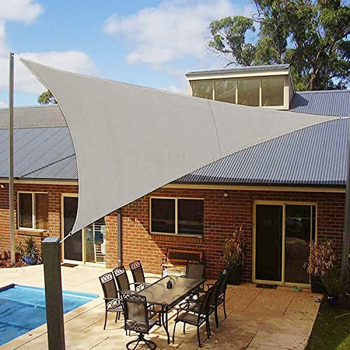 LOVE STORY Sonnensegel Dreieckig 5x5x5m Wasserdicht Hellgrau Sonnenschutz Windschutz Segel PES Polyester,95% UV-Schutz für Außenbereich, Terrasse, Balkon, Garten